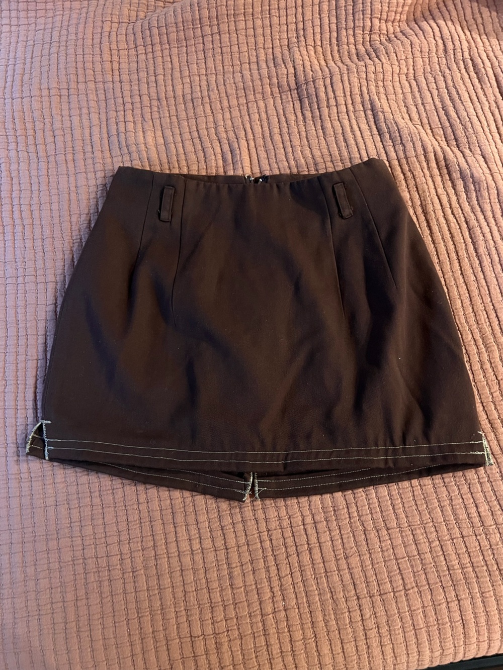 G2000 Brown Mini skirt with Contrast Stitching - Women's size small